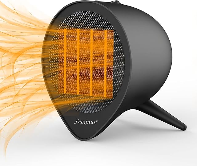 Electric Space Heater, Portable PTC Ceramic Heater with Built-In Overheat & Tip-over Protection, 1S Fast Heating With 2 Heat Settings (1500W/900W), Quiet Heating for Home Bedroom Office Desk (Black)