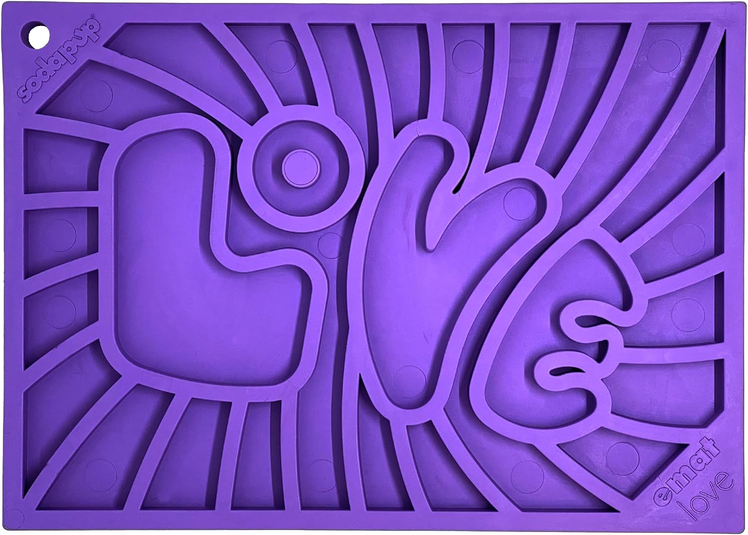SodaPup Groovy Love eMat – Durable Enrichment Feeder Made in USA from Non-Toxic, Pet-Safe, Food Safe Rubber for Mental Stimulation, Avoiding Overfeeding, Fresh Breath, Digestive Health, Calming, More