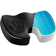 Cooling Gel Seat Cushion for Long Sitting - Memory Foam Chair Pillow for Sciatica Pain Relief - Orthopedic Gel &amp; Memory Foam Coccyx Pad for Tailbone Pain - Office Chair Cushion for Back Pain