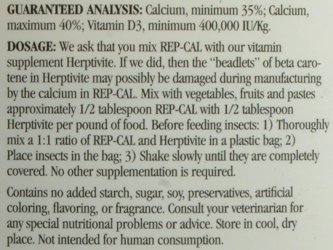 Rep-Cal SRP00210 Phosphorous-Free Calcium Ultrafine Powder Reptile/Amphibian Supplement with Vitamin D3, 7-Pound