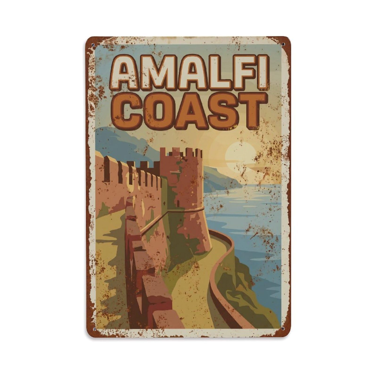 Vintage Travel Rampart Italy Historic Metal Tin Sign