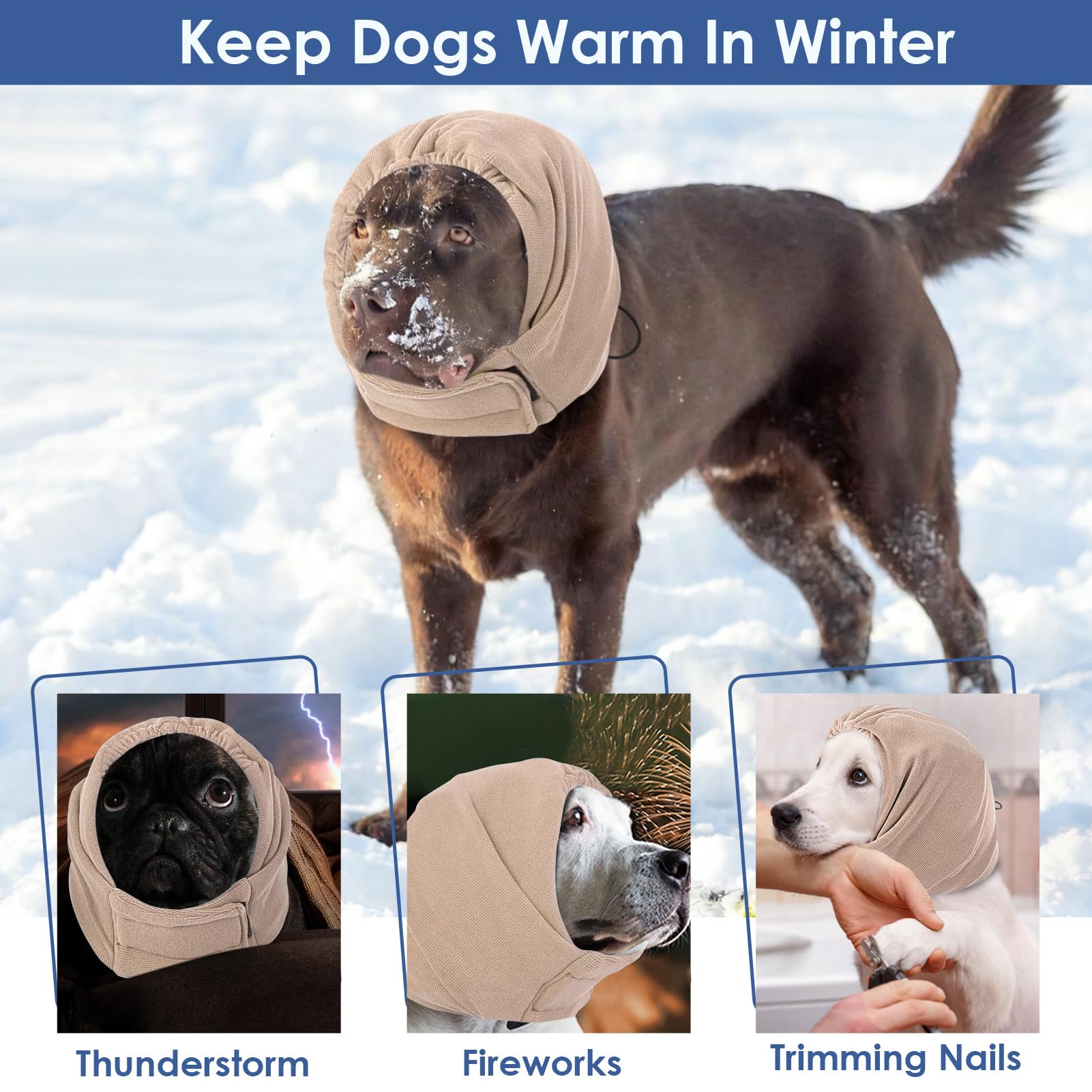 AOFITEE Gehörschutz für Hunde, Ohrenschutz für Hund Lärm Haustier Snood Ohrenschutz Lärmschutz Hund Ohrenschützer zur Geräuschreduzierung Gehörschutz Silvester für Hunde