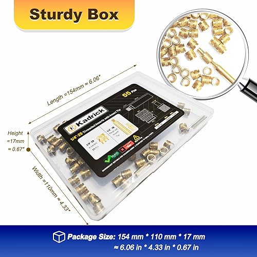 Miniatura 42 de Kadrick Kit surtido de 420 piezas de insertos roscados M3 M4 M5 para componentes de impresión 3D, tuercas moleteadas de latón métrico, inserción por
