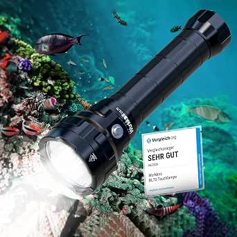 Wurkkos DL70 Dive Torch, 13000 lumens Diving Flashlight 4 *XHP50.2 LEDs Super Bright Underwater Flashlight, Scuba Diving Torch 150m Underwater Light IPX8 Waterproof with 2 * 5000mAh Power Supply