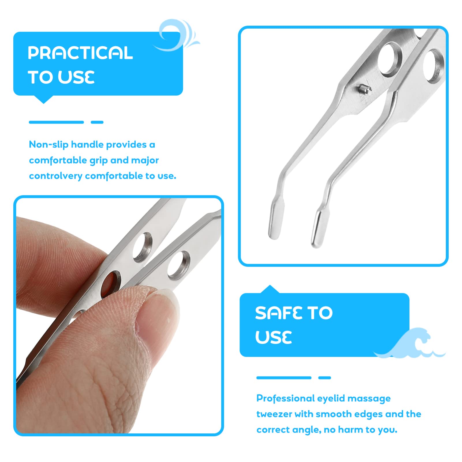 ULTECHNOVO Expresor de Glándulas de Meibomio Acero Inoxidable Exprimidor Glándulas Meibomio Premium Pinzas para Párpados Pinzas para Párpados Punta Ojos Secos