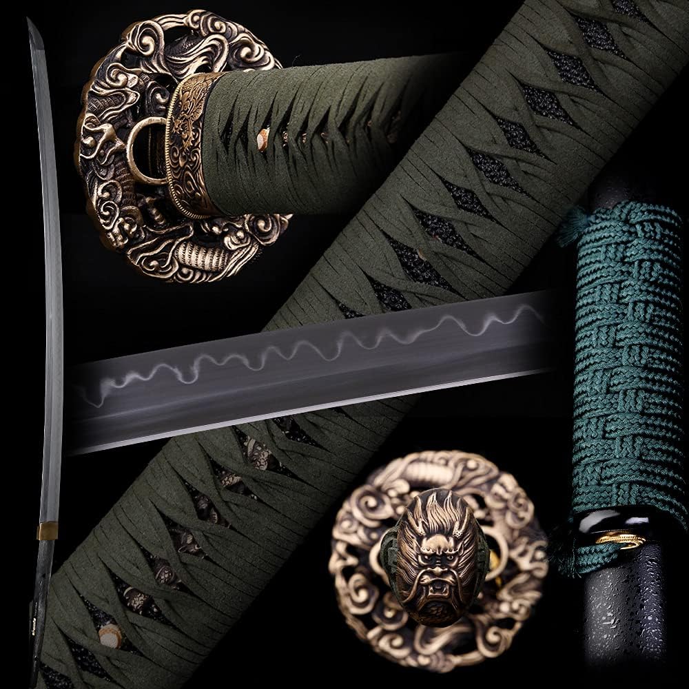 Siwode Katana,Cloudy Dragon Copper Tang, T10 Clay_Tempered Samurai Handmade, 40-Inchs