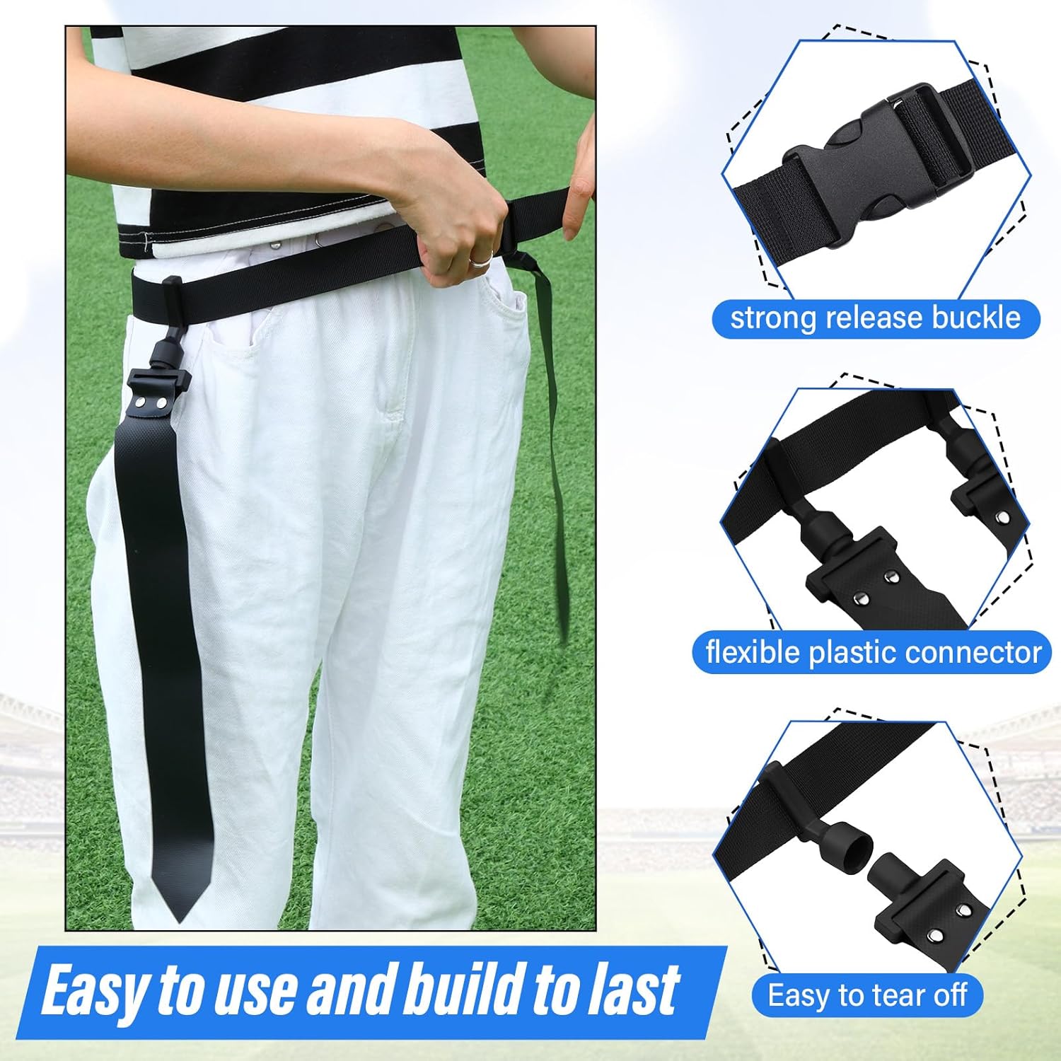 Wettarn 10/16 Player Flag Football Belts Adjustable Flag Football Set with Cones Bag for Youth Adults Kids Training Sport - Image 3