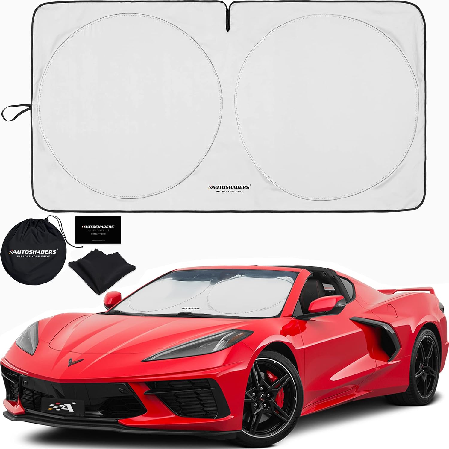 Autoshaders Car Windshield Sunshade – Foldable 1-Piece Front Window Sun Shade for Most Compact Sports Cars – Sun Blocker Auto Heatshield Visor Blocks UV Rays and Keeps Your Vehicle Cooler – Small Fit