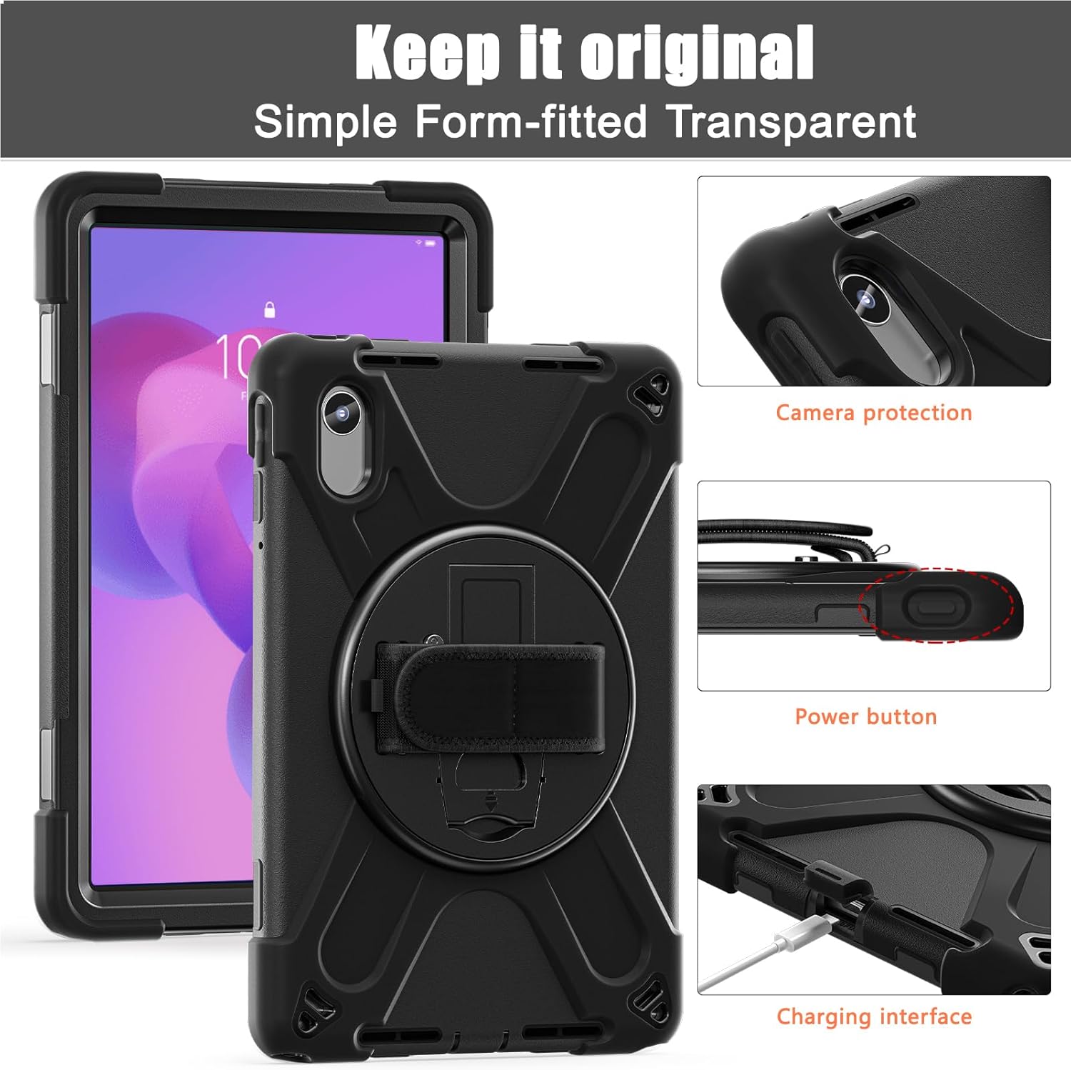 ZenRich Rugged Case for Lenovo Idea Tab 11 2025 / K11 Gen 2 / Xiaoxin Pad 11 / M11 11-inch Heavy Duty Shockproof Case with 360° Rotating Kickstand, Built-in Screen Protector,Hand Strap & Shoulder Belt