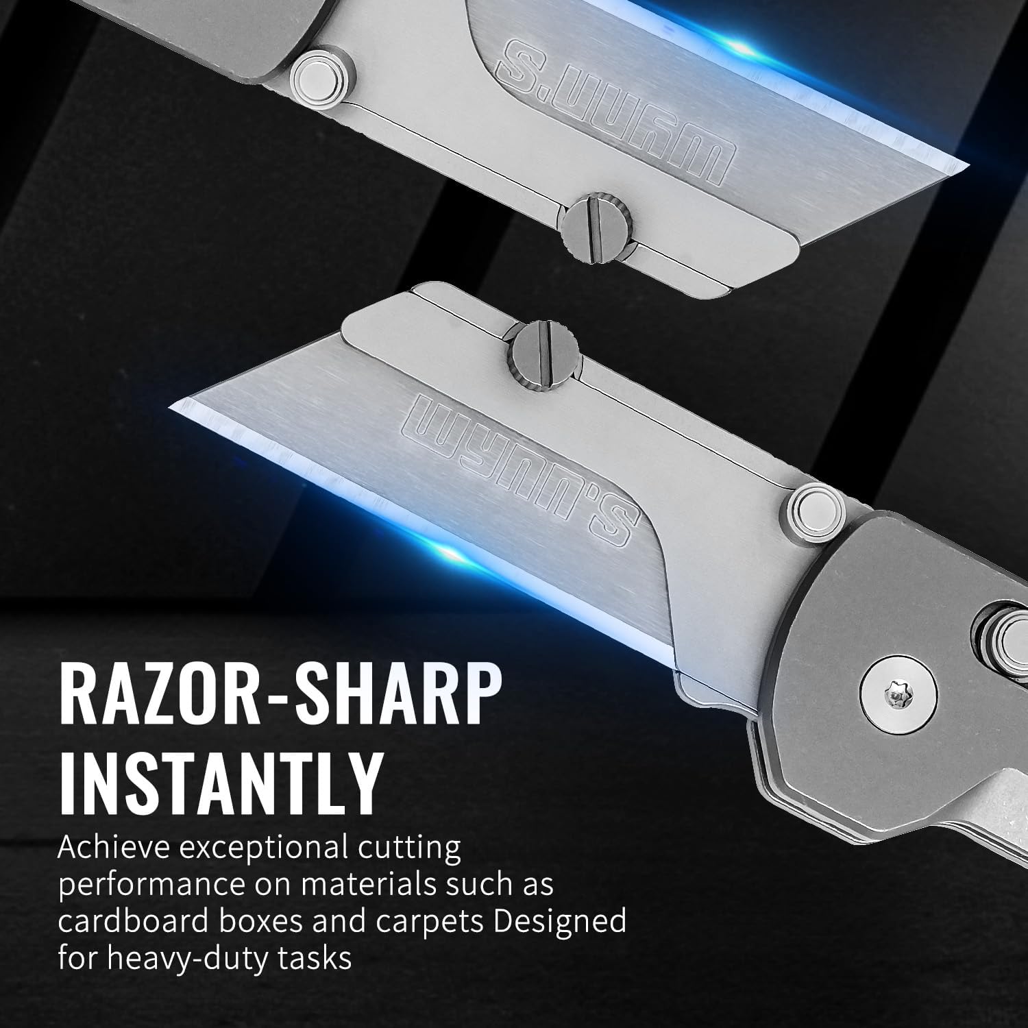Titanium Folding Utility Knife, EDC Pocket Knife with Safety Lock Box Cutter with 10PCS Razor Blades for Men Women