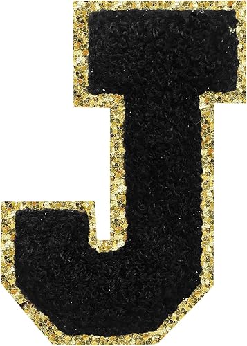 Miniatura 130 de Parches de letras termo-adhesivas de felpilla para chaquetas, parches de letras universitarias con brillantina para planchar en la letra azul A