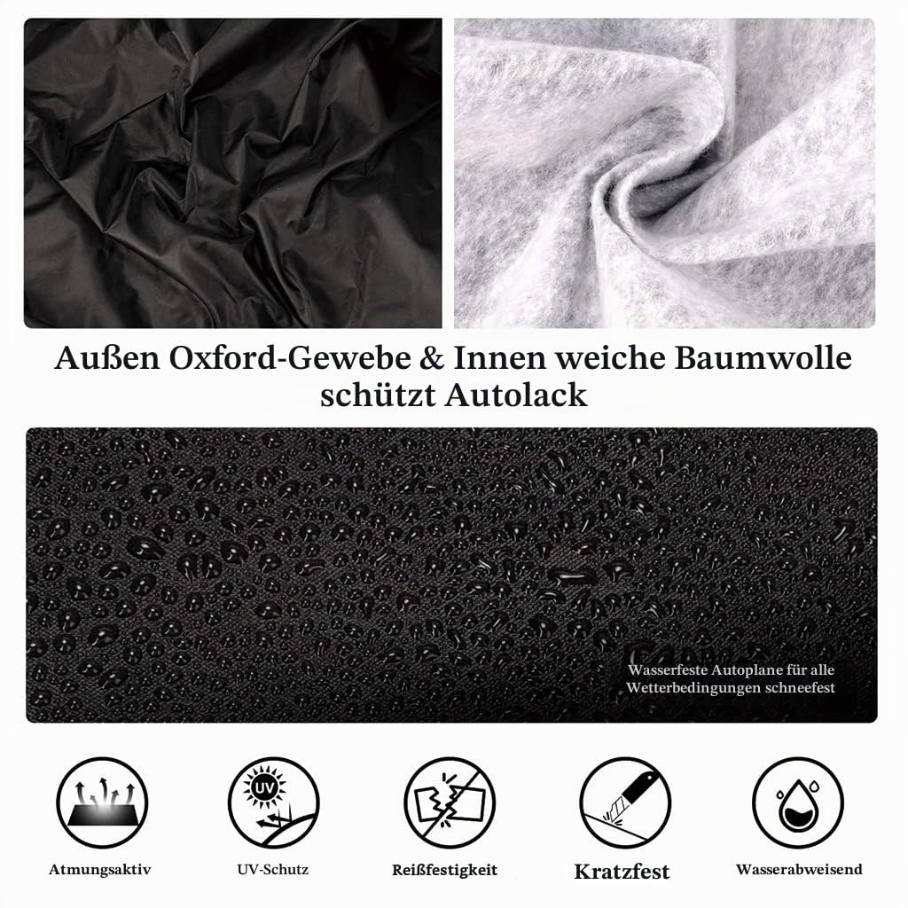 Autoabdeckung Kompatibel mit Ford Mustang Abdeckplane für GT/Shelby/Mach 1/ECOBOOST 1965-1973/1994-2023 2024, Wasserdicht Abdeckung Autoplane Atmungsaktiv Auto Abdeckung mit Baumwollfutter