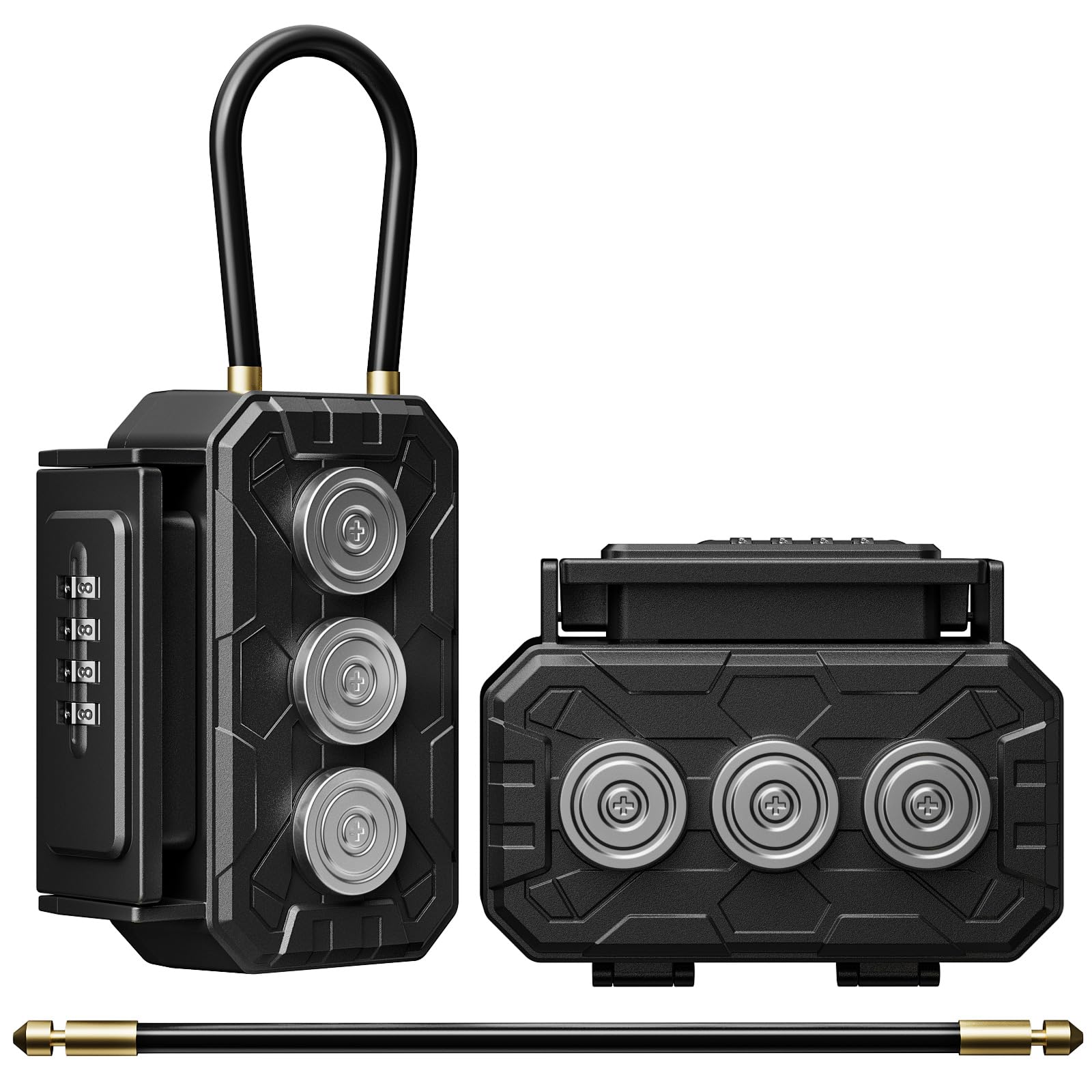 2Pack Key Lock Box with magnetic 4 Digit Combination,magnetic key holder,hide a key magnetic car,magnetic key box for under car,Strong Magnet for Storage Key Indoors
