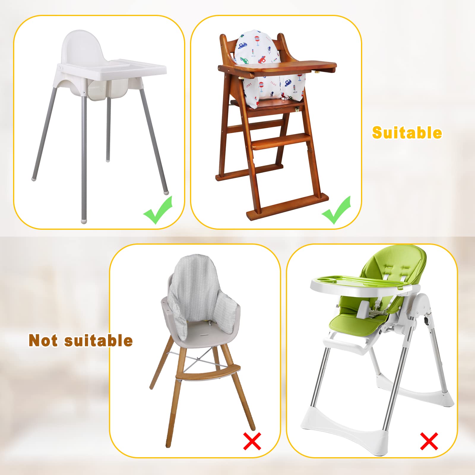 Poduszka na wysokie krzesło, poduszka na wysokie krzesło dla IKEA, poduszka do siedzenia, wbudowana nadmuchiwana poduszka, zapewnia wygodniejsze siedzenie dla dziecka (Samochody z kreskówek)