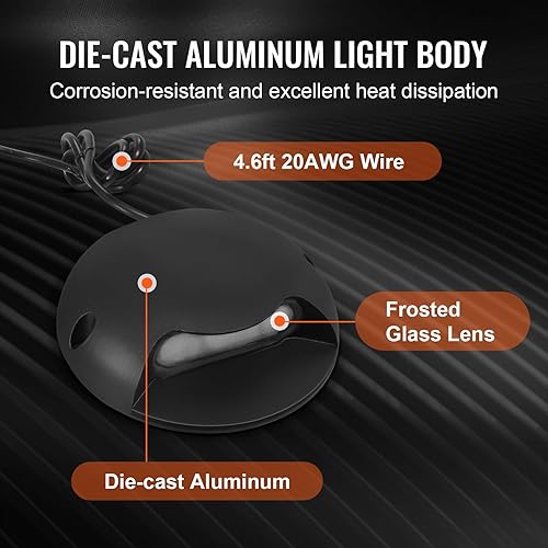 Miniatura 5 de VEVOR Luces de cubierta de bajo voltaje, 3W 12V-24V LED Hardscape, IP66 impermeable para pared de contención al aire libre con conectores, luces de