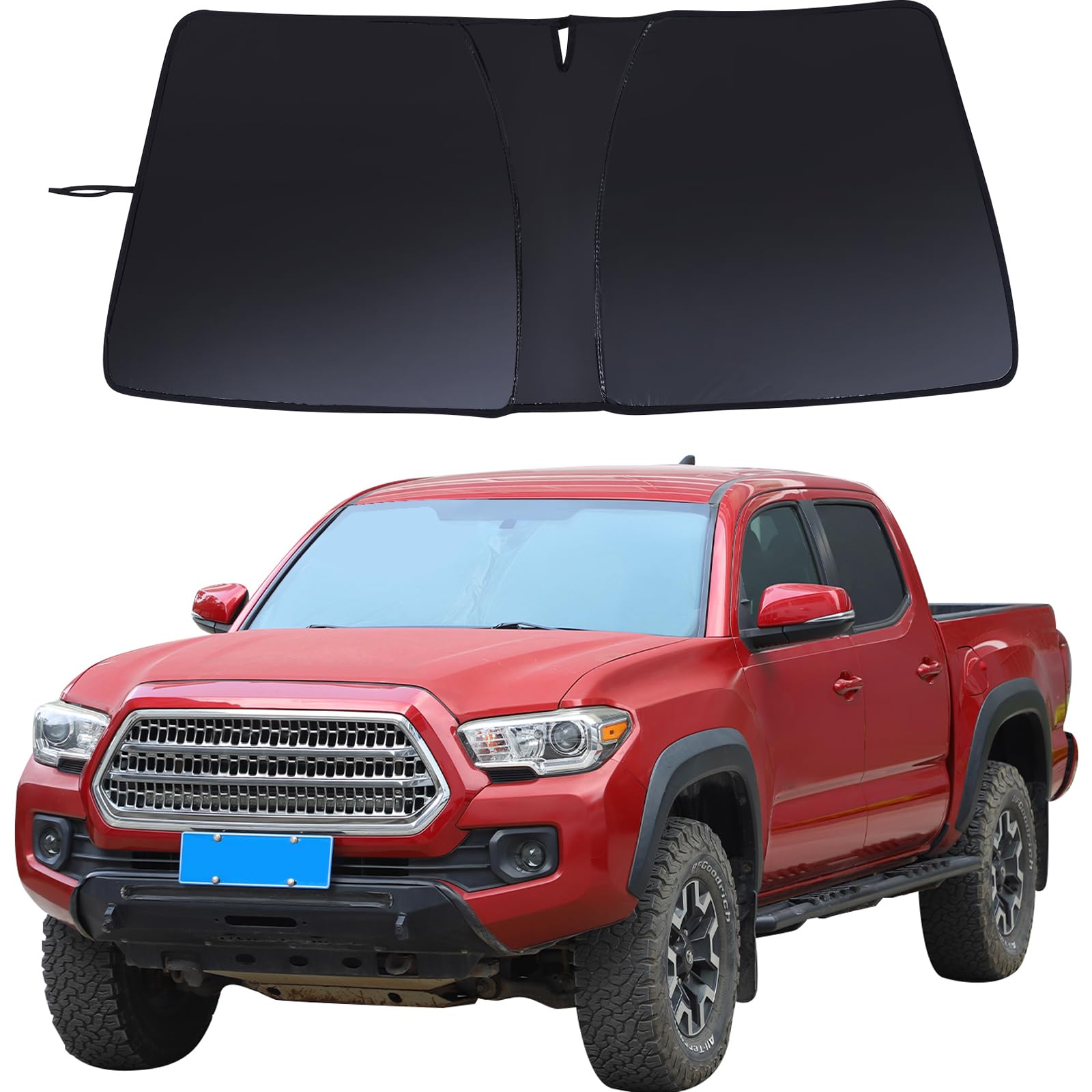 Aunginsy Front Windshield Sunshade Compatible with Toyota Tacoma 2006-2026, Pickup Windshield Sunshades Foldable Reflective Sun Visor for UV Rays and Sun Heat Protection Car Cool Interior Accessories