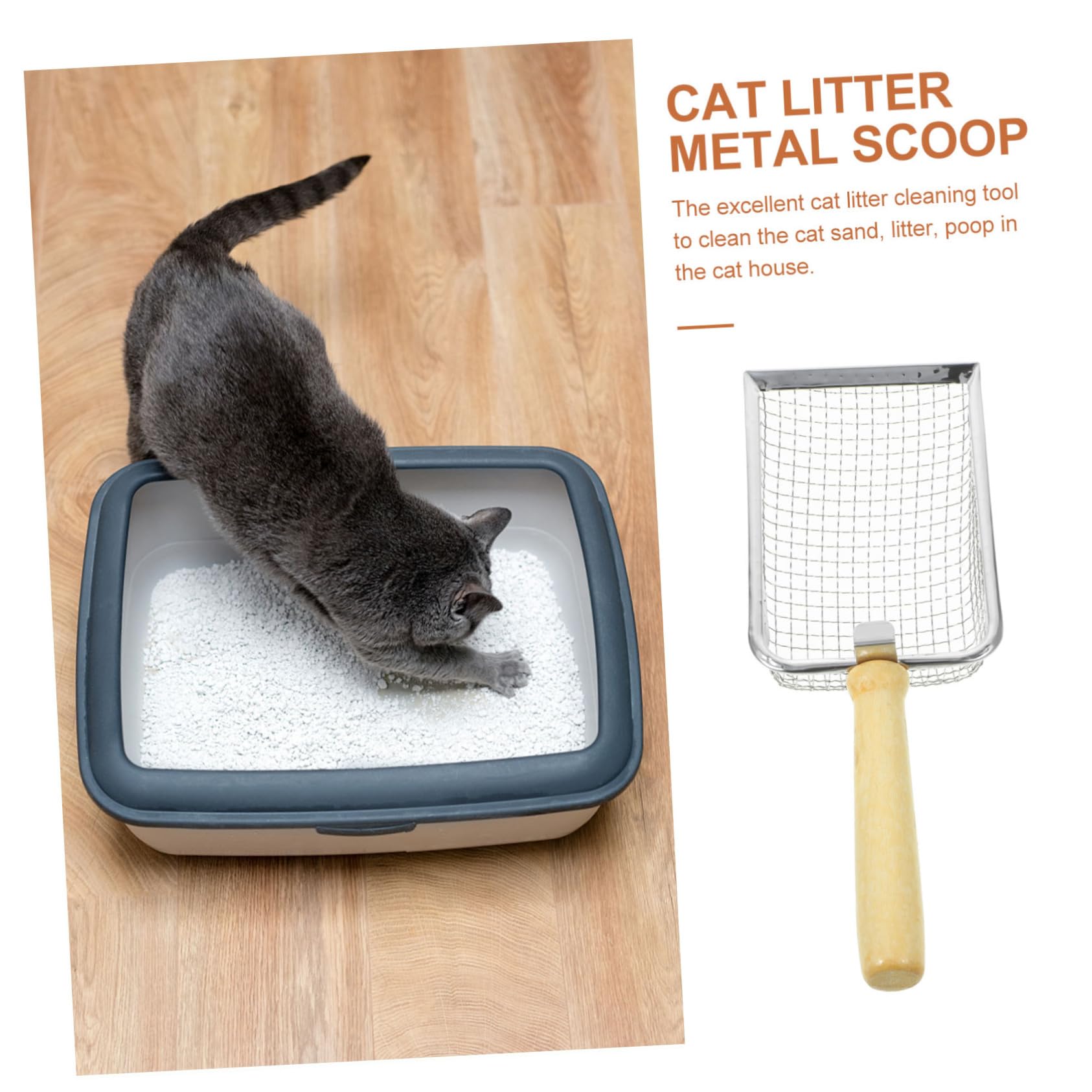 Pala para Arena de Gato, con Malla for una Limpieza eficiente de los desechos Reptiles Mango Madera Duradero for Cajas Arena for Gatos y