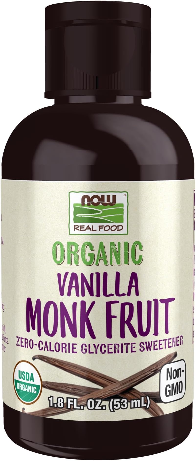 NOW Foods, Organic Liquid Monk Fruit, Vanilla, Zero-Calorie Sweetener, 1.8-Ounce