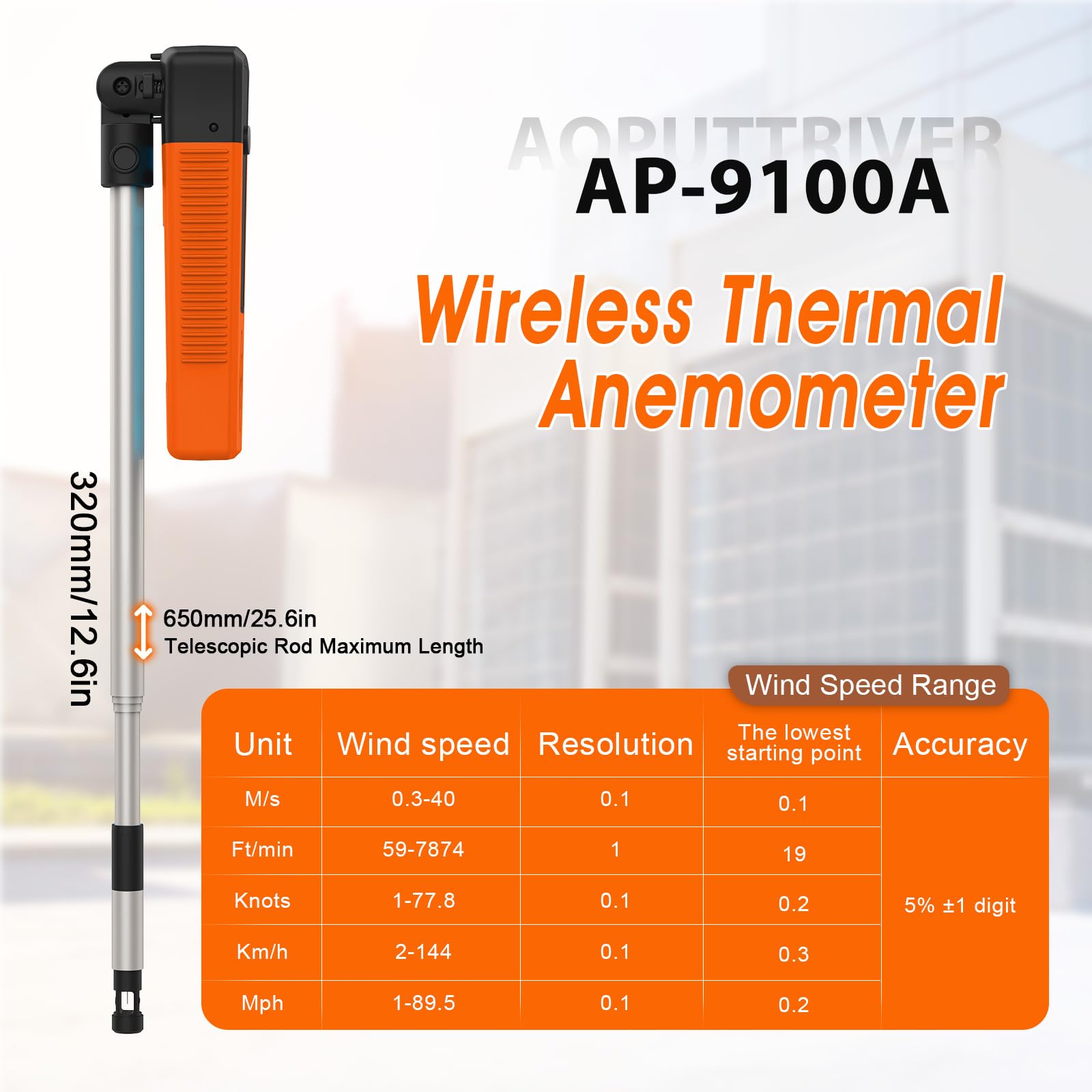 Hotwire - Anemómetro con Bluetooth, medidor digital de velocidad del viento