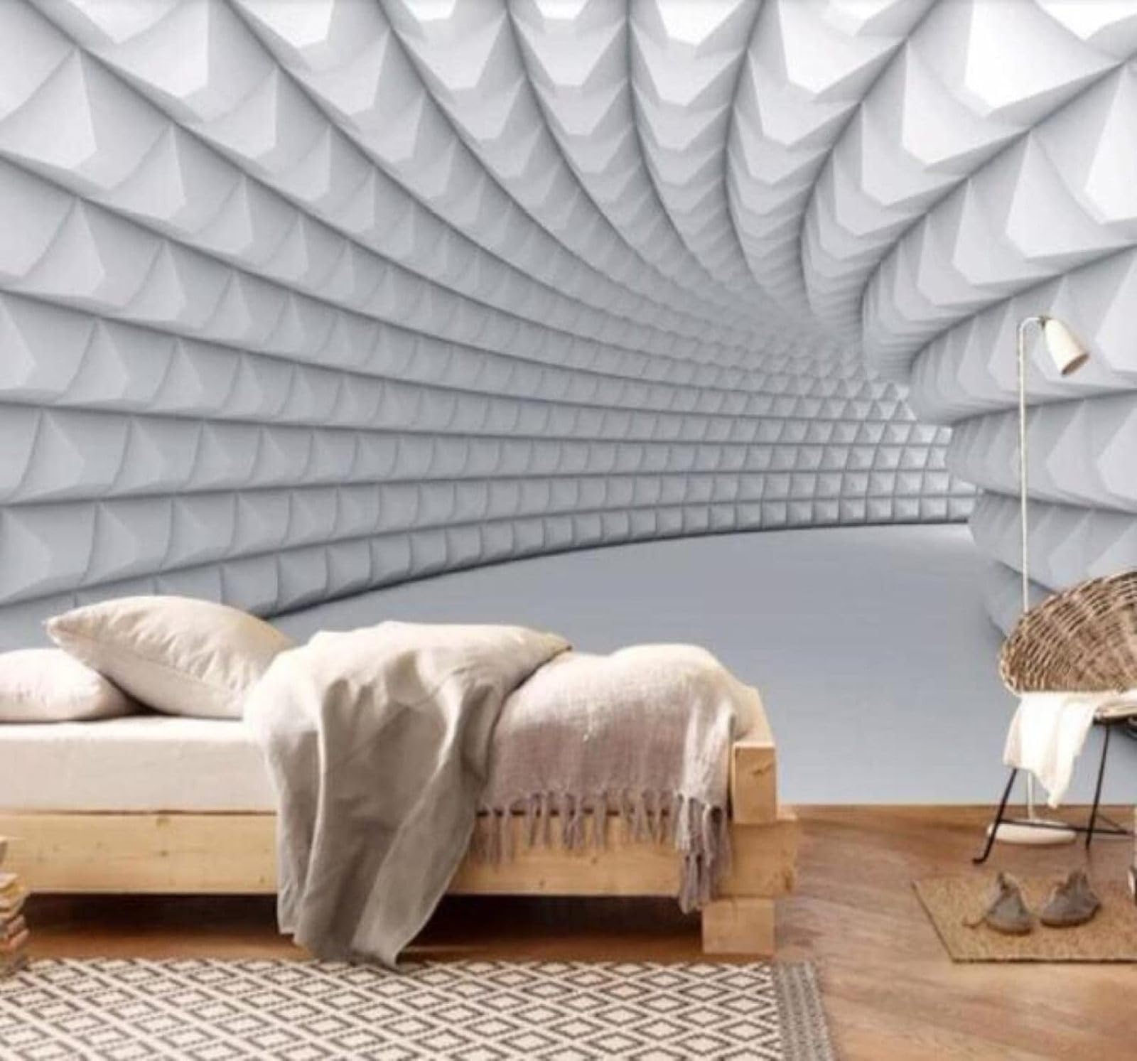 XLMING Minimalist Three Dimensional Geometric Tunnel Spatial Extension 3D Wallpaper Luxury Home Dining Decor Paste Sofa Living Room The Wall for Bedroom Mural-200cm×140cm