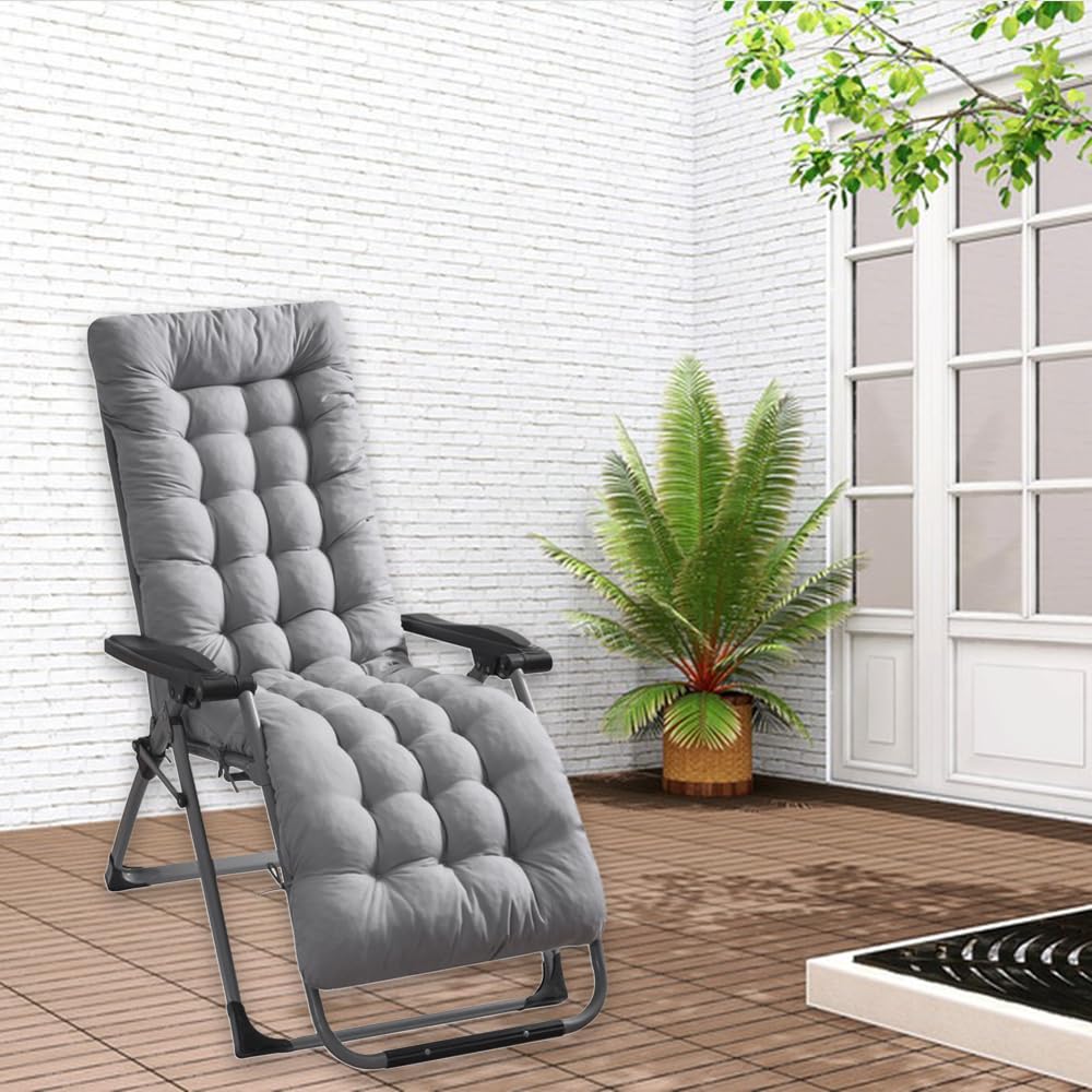 Cojín Tumbona Reclinable, Cojines para Tumbonas, Cojines para Silla de Jardin, Colchóneta para Tumbonas de Jardín, Terraza, Balcón y Playa, 170x53x8cm
