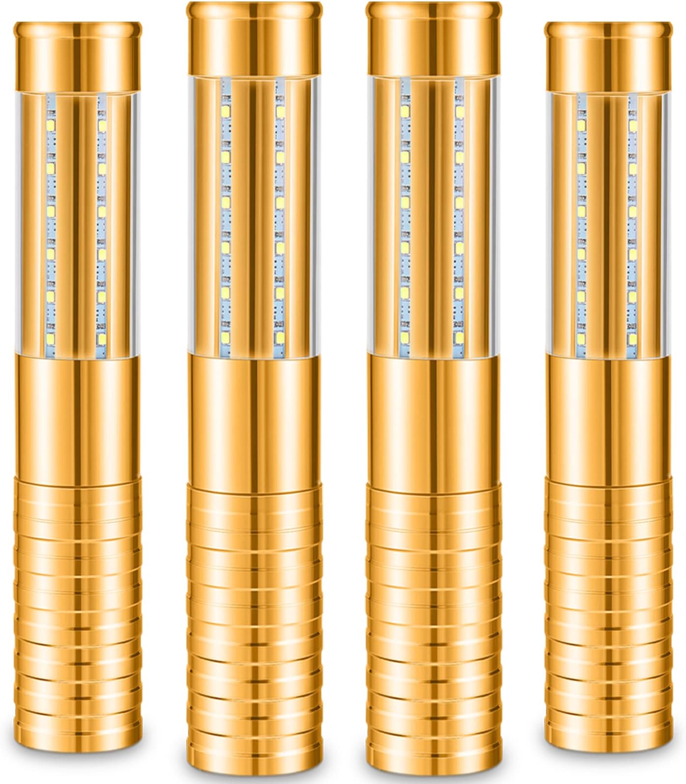 Civaner 4-Piece LED Strobe Baton Lights - Gold, LED Bottle Service Lights with Rechargeable Batteries, Adjustable Light Modes for Nightclub, Wedding, Concert & Outdoor Events