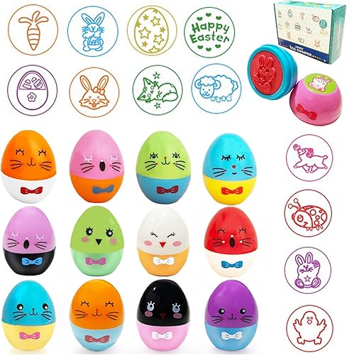 12 Pcs Self-Ink Stampers, Stampers for Kids, Classroom Exchange Prize Supplies, Easter Eggs Hunt Novelty Toys