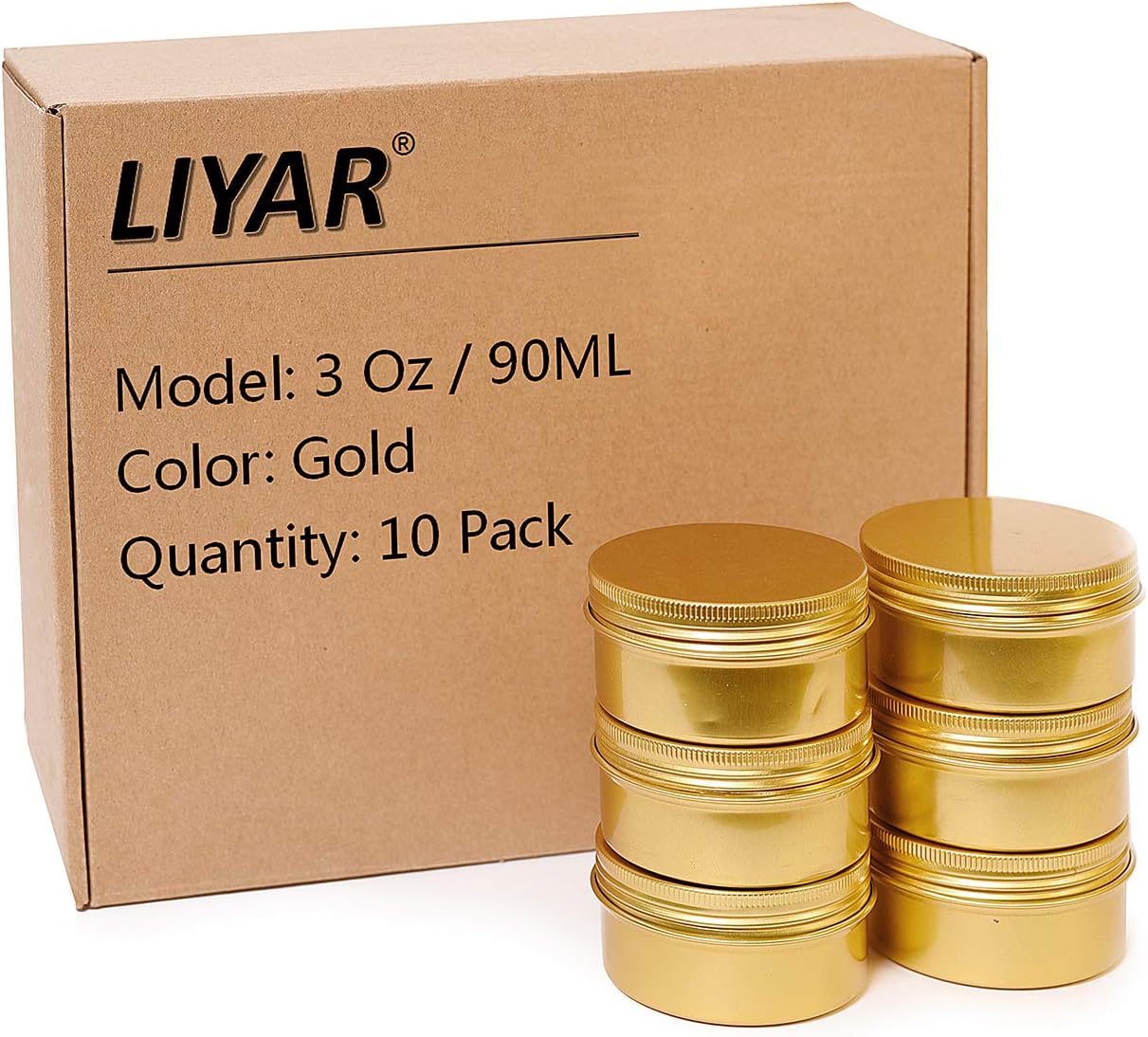 TMO Aluminum Tins 3 Oz 90G Screw Top Metal Tin Container Round Steel Tin Cans Metal Steel Tin Jars Cosmetic Sample Containers Bulk Food Storage Tins Candle Travel Tins Refillable Containers,10 Pcs