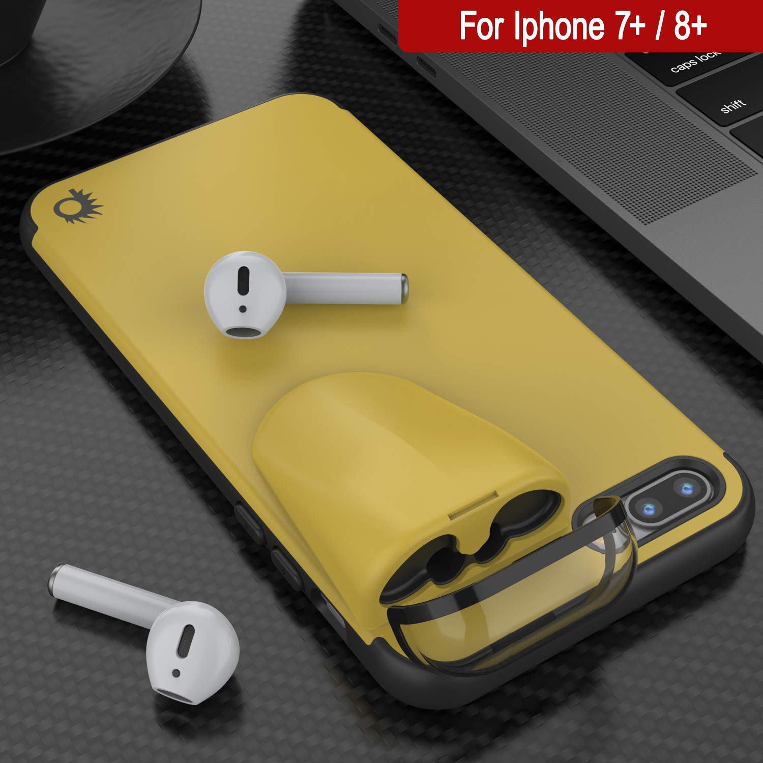 Punkcase iPhone 7 Plus Airpods Case Holder (TopPods Series) | Slim & Durable 2 in 1 Cover Designed for iPhone 7 Plus (5.5) | Protects Your Phone & Stores Your AirPods