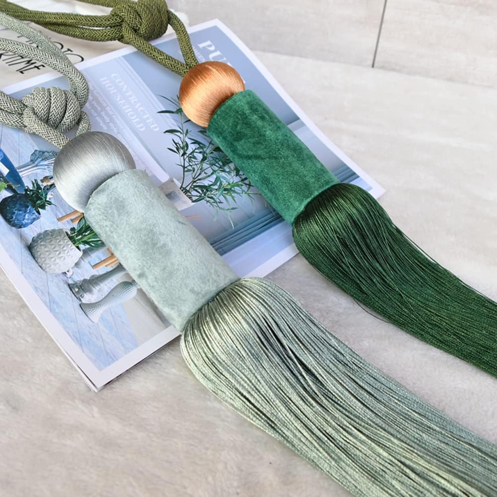 Set of 2 Simple Tassels Curtain Tiebacks Luxurious Curtain Accessories Decorative Curtain Tassel Holdbacks Living Room Drape Tiebacks Rope (Green)