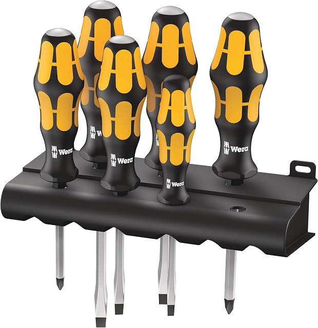 Wera 932/6 Kraftform Chiseldriver screwdriver set and rack, Phillips/Slotted, 6pc, 05018282001, Silver
