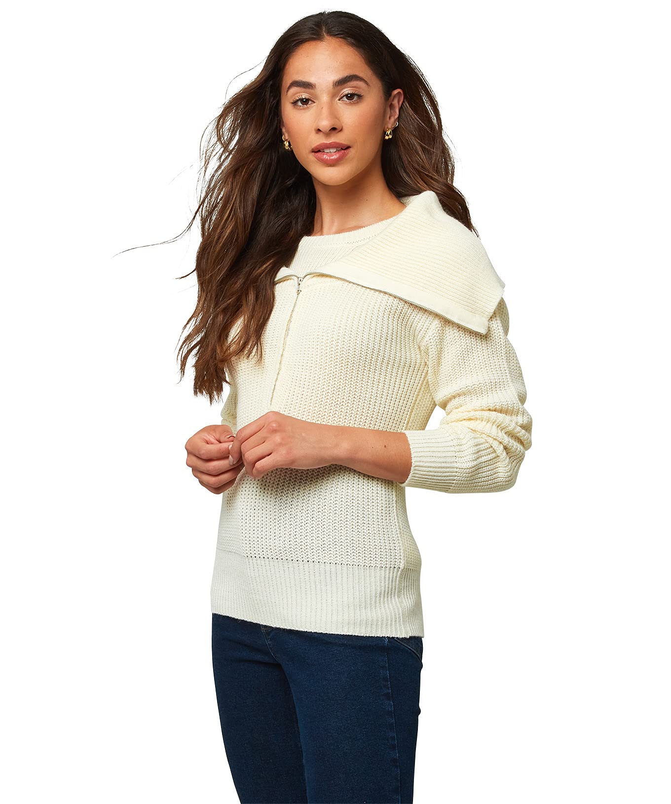 Joe Browns Zip It Up Knit Jumper Cream