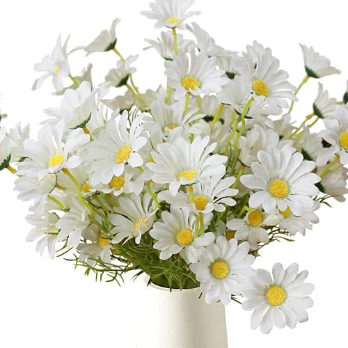Artificial Flowers 8 Bundles 20” White Artificial Daisy Flowers |