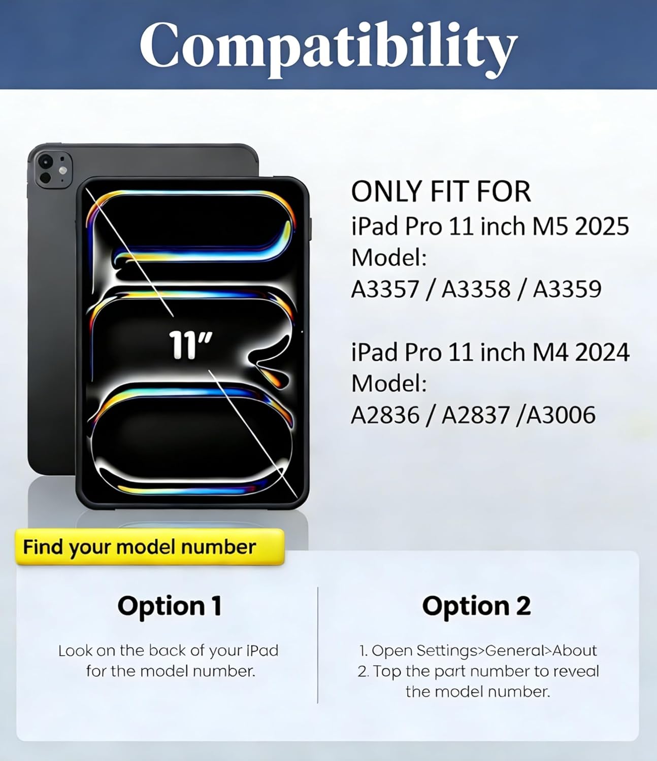 ZtotopCases for iPad Pro 11 Inch Case (M5) 2025/ (M4) 2024 - PU Leather Smart Cover, with Auto Wake/Sleep, Multiple View Angles, Hand Strap & Pocket - Navy Blue - Image 2