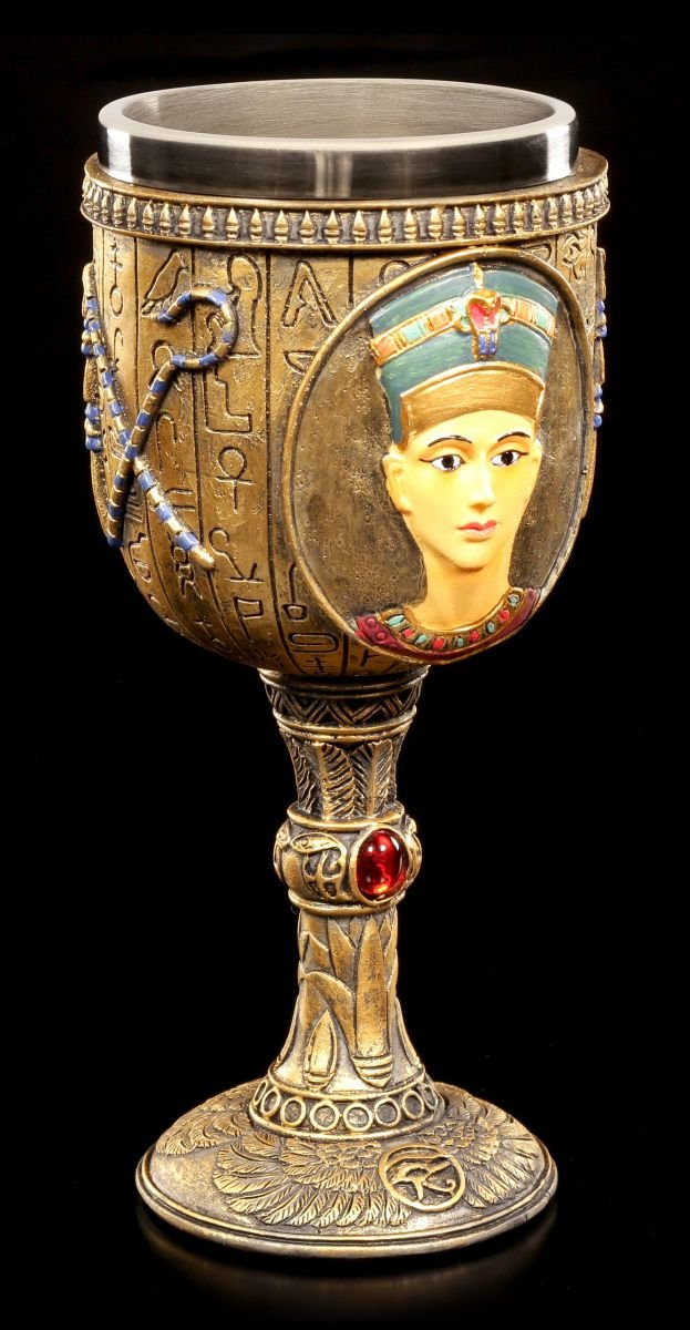 Figuren Shop GmbH Kelch mit ägyptischem Nofretete Emblem | Fantasy Deko Figur