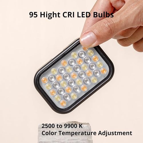 Miniatura 2 de KraftGeek Luz de video RGB, luz LED recargable en la cámara con caja suave, tono y brillo ajustables, 2000 mAh, 4 ranuras para zapata fría,