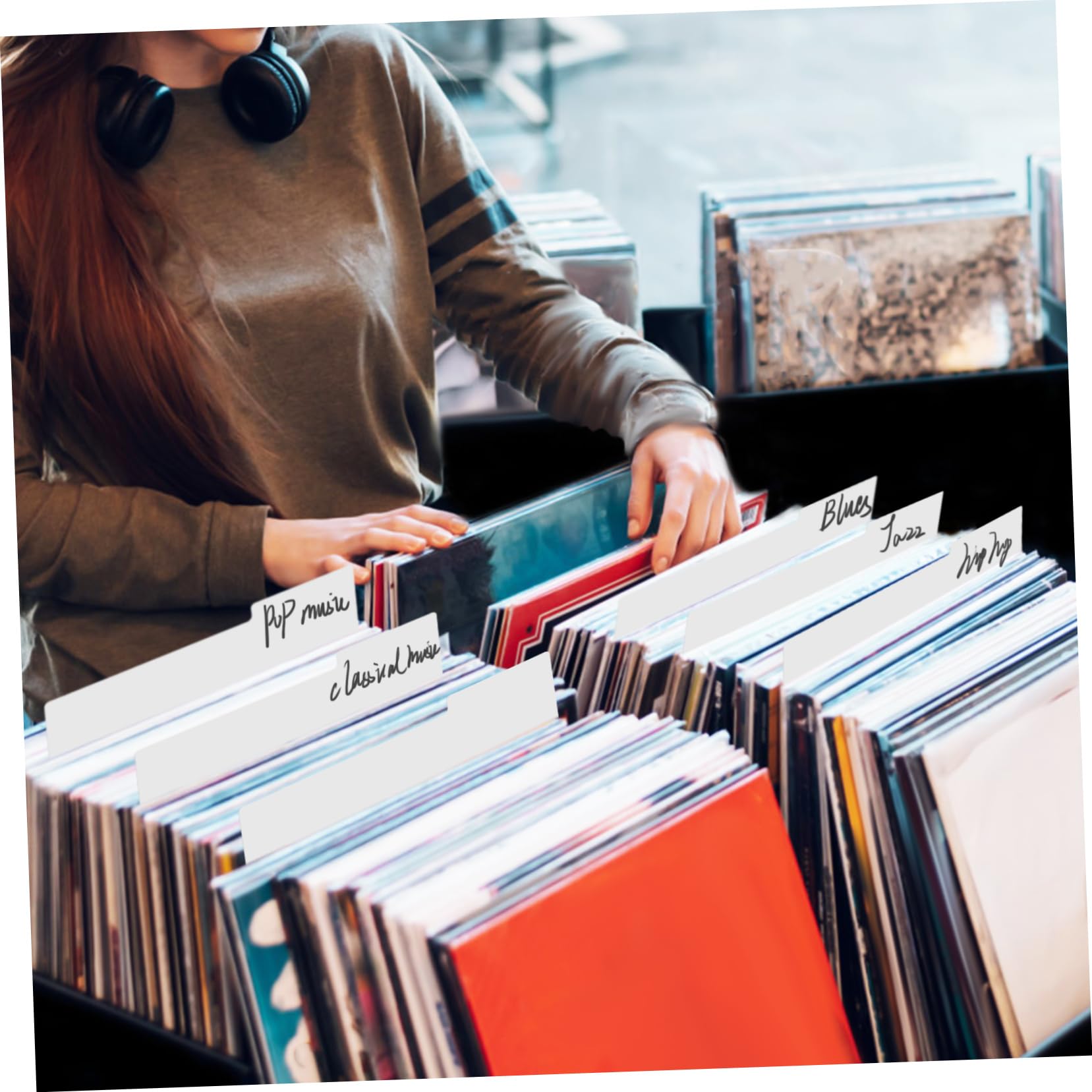 Housoutil Divisori in Pp Linguette Scrivibili con Dischi Vinile per Organizzare 10 Pezzi Angoli Arrotondati Album e Raccoglitori