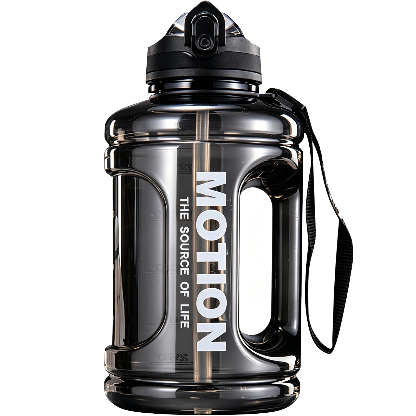 Ogetok 2.5L Large Water Bottle 84oz Black Water Jug, Sports Gym Drink Container with Handle & Straw, Leakproof BPA Free Big Water Bottle to Ensure You Drink Enough Water Daily for Outdoor Fitness