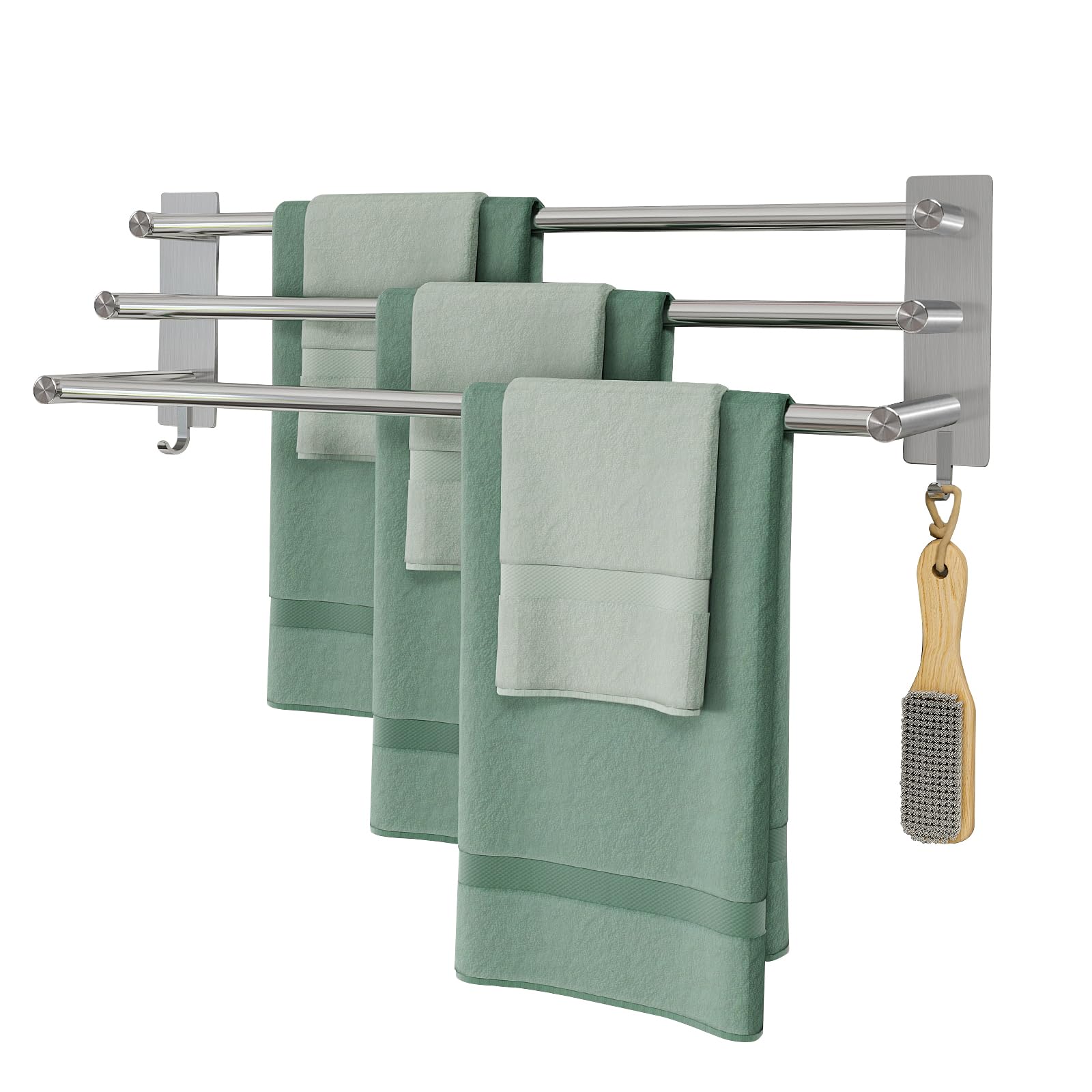 SHAUNI Handdoekenrek Met Handdoekenrek Wandmontage Messing Anti Roest Handdoek Dubbel Rack Voor Hotel Badkamer Toilet Opbergrek Chrome