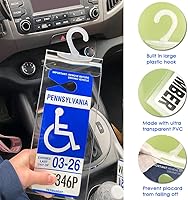 Vista 2 de Handicap Parking Placard Holder, Ultra Transparent Disabled Permit Protective Cover with Large Hanger by Tbuymax (Set of 2)