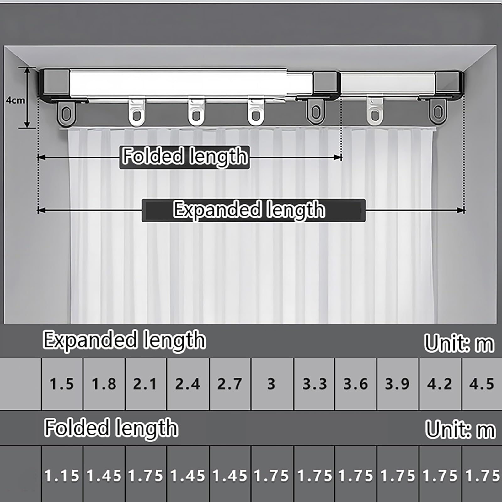 Binario Per Tende Doppio, Bastone Tenda Soffitto In Alluminio, Resistente Binario Tenda Soffitto Silenziose E Lisce Per Divisorio Tra Soggiorno E Camera Da Letto(White,2.1m)
