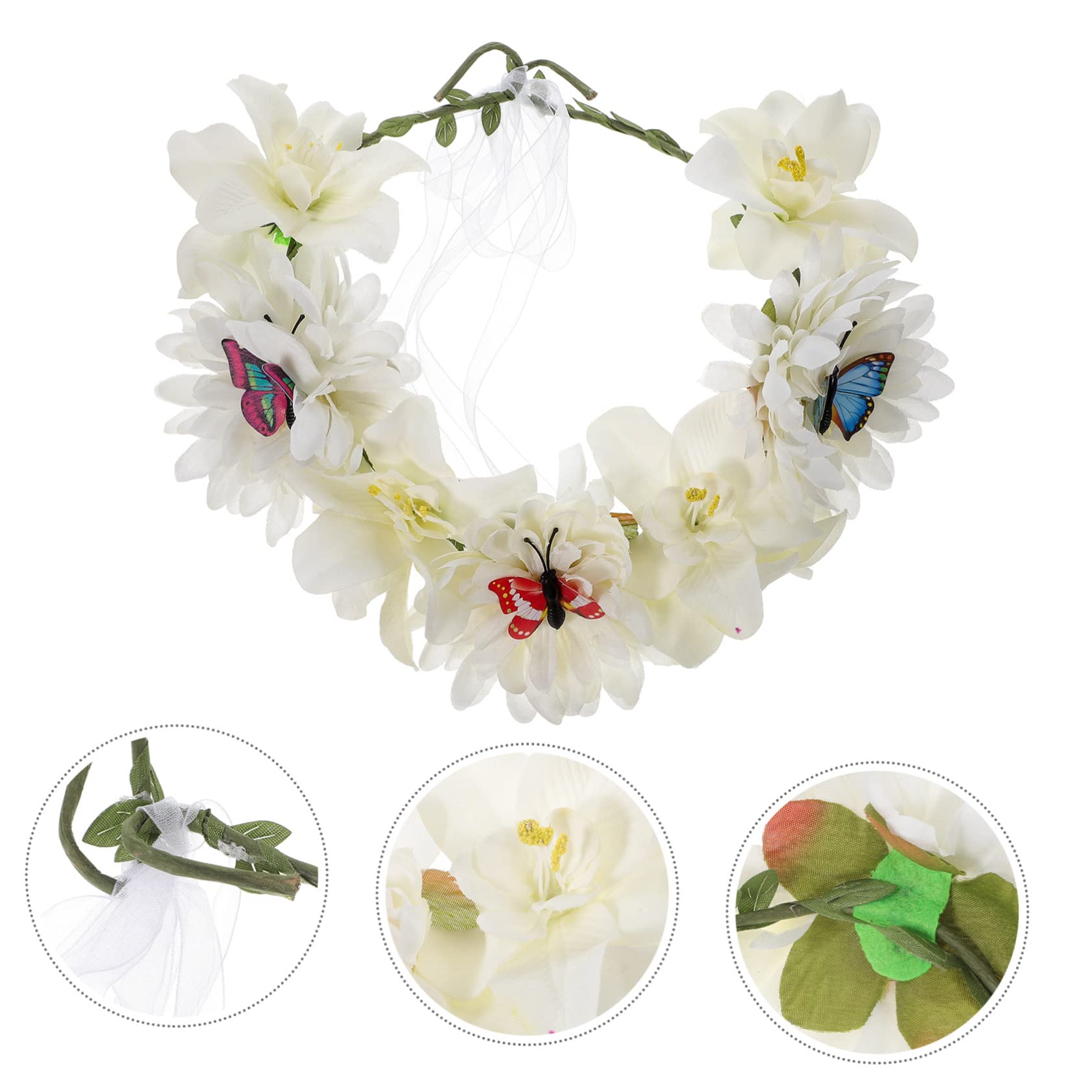 minkissy 5pezzi Coroncina Floreale Bohemien Con Fiori Artificiali Per Matrimonio e Cerimonie Accessorio Elegante Per Donne e Ragazze Adatta Ogni Occasione Festiva