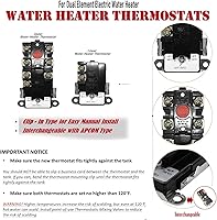 Vista 6 de EWH-00 Electric Water Heater Thermostat for double element Heater, Includes 1x Upper Thermostat and 1x Lower Thermostat, Universal type for TOD &