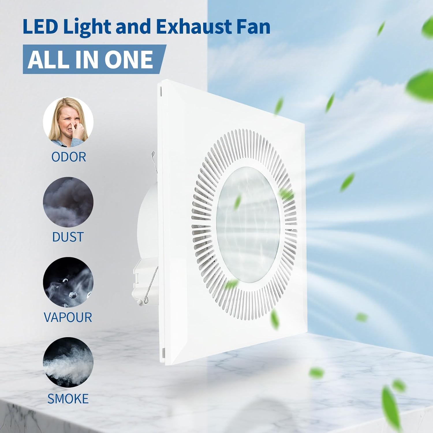Bathroom Vent Fan with Light, Bathroom Exhaust Fan with LED Light Adjustable, Quiet 1.0 Sones Three Color Temperatures 2700k/4000k/5700k, 110 CFM,Ceiling Mount Ventilation for Home/Bath/Office
