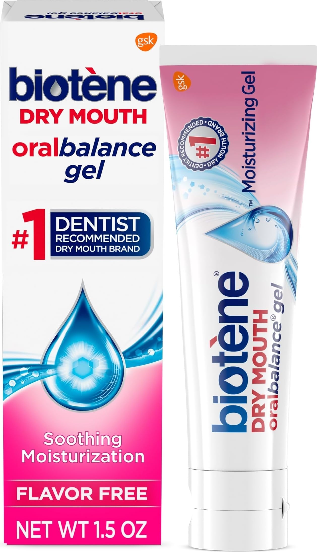 Biotene OralBalance Moisturizing Gel Flavor-Free, Alcohol-Free, for Dry Mouth, 1.5 ounce (Packaging May Vary)