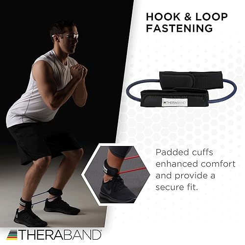 Miniatura 3 de TheraBand tubos de látex resistentes con manijas portables. Ideales para fisioterapia, pilates para parte inferior del cuerpo, hacer ejercicios en