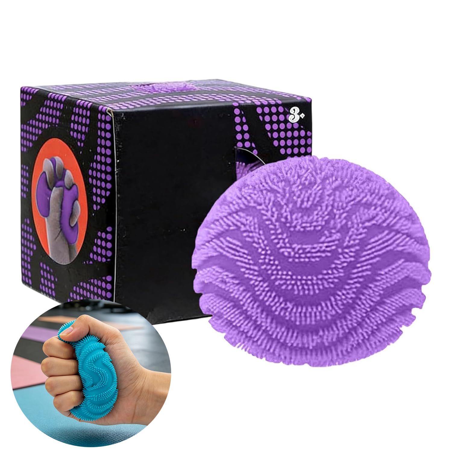 Fuzz Ball Squishy,Fuzz Ball Stress Relief Squeeze Toy, Squishy Stress Ball,Sensory Fidget Fuzz Balls for Kids Adults, Anxiety Relief Handheld Pressure Toy for Office, School,Easy to Clean (Purple)