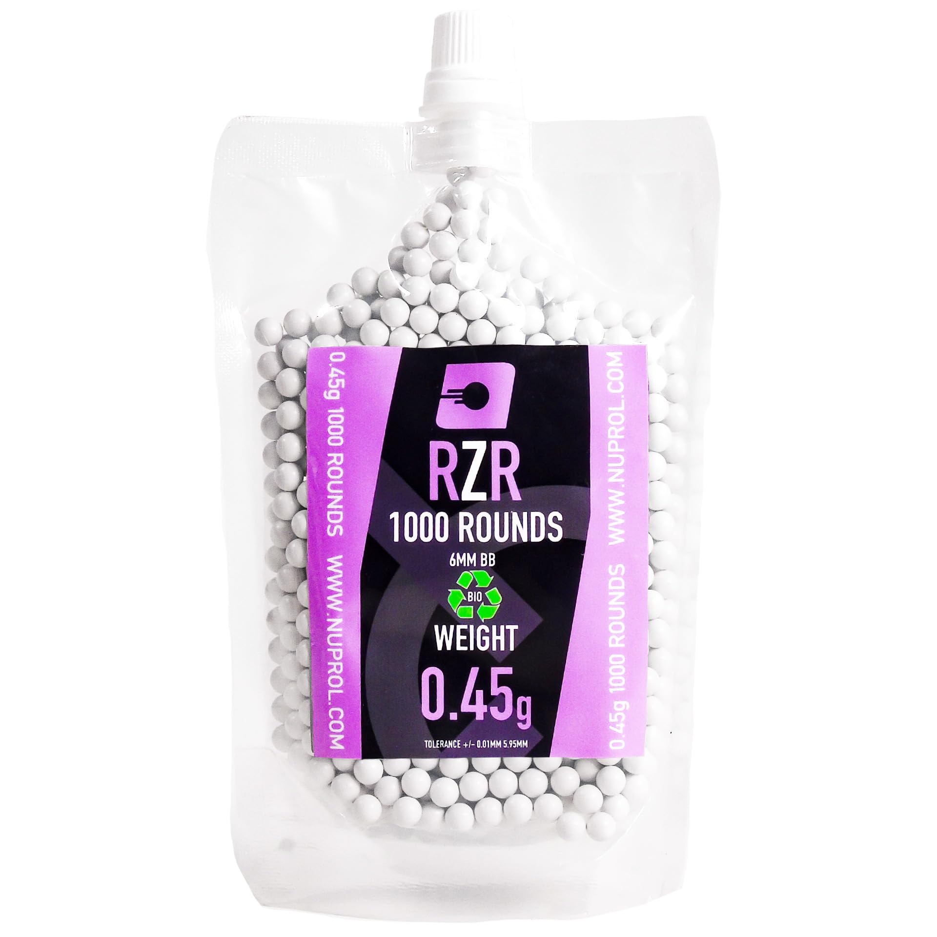 NUPROL RZR 0.45g 1000R Heavyweight Biodegradable 6mm Airsoft BBs Ammo Low Tolerance High Performance 5.95mm +/-0.01mm