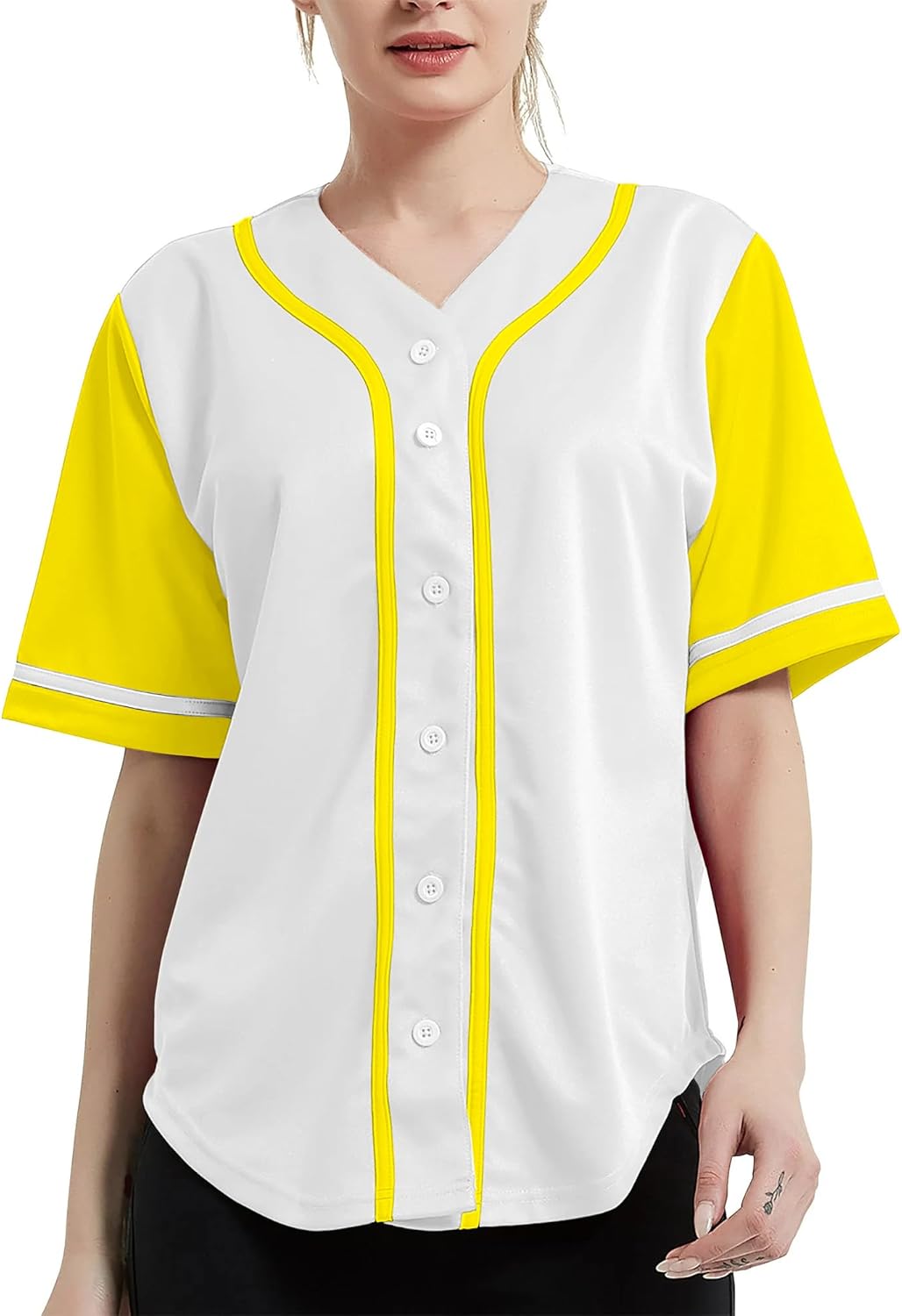 Women's Baseball Softball Jersey Button Down Premium Hip Hop T Shirts Uniform