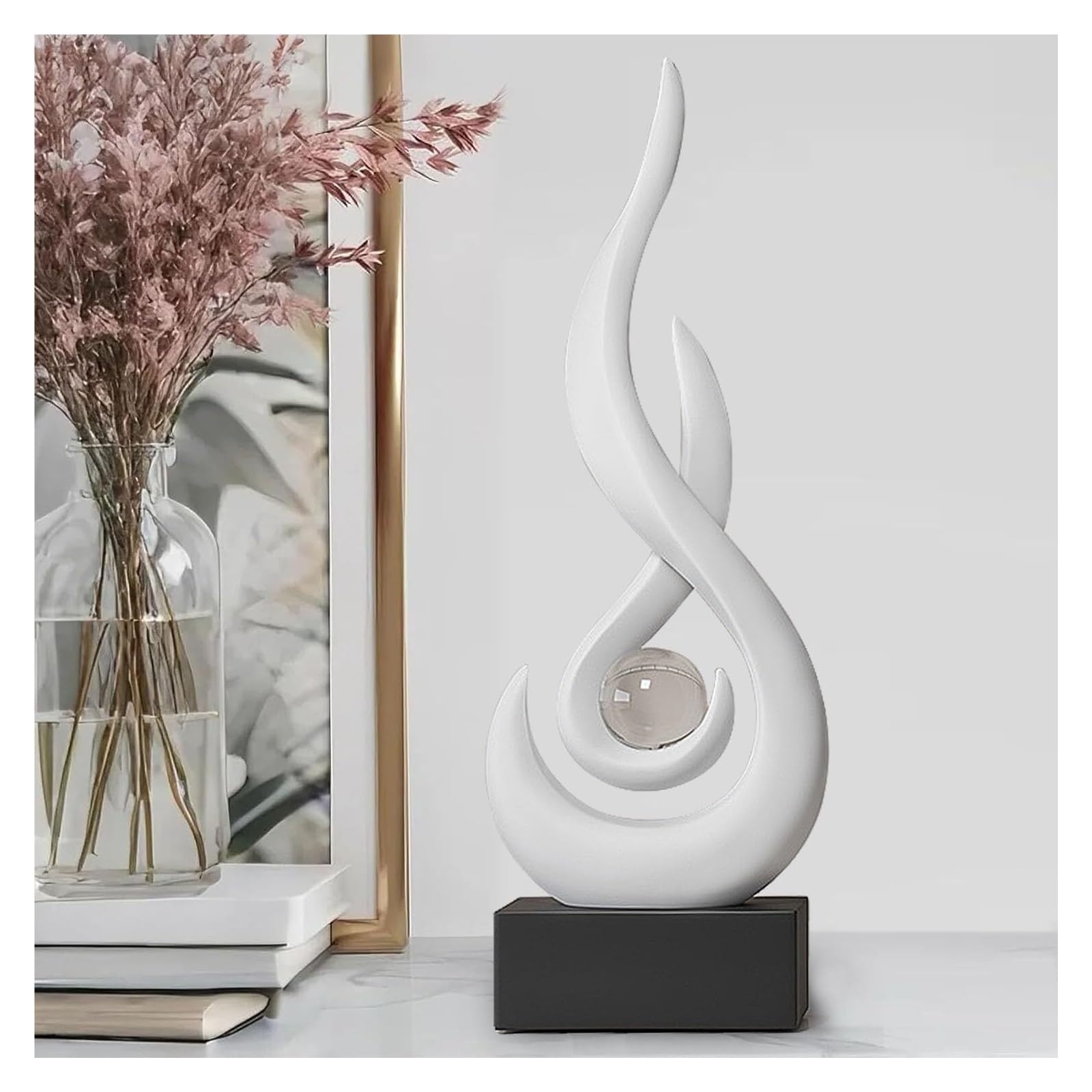 Regalos para Mujeres Escultura Moderna decoración Estatua esculturas Arte Abstracto Figuras Pieza Central for el hogar Decoración para estanterías(Medium White)